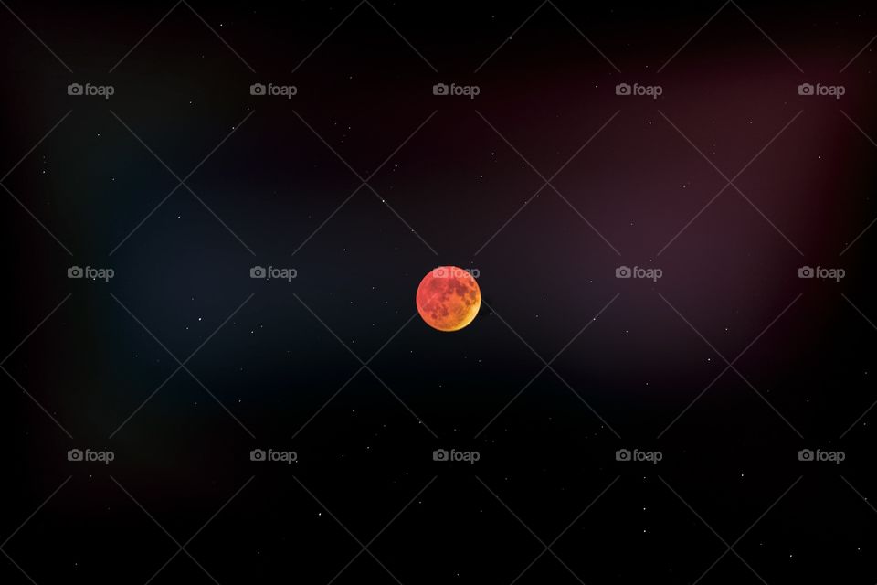 Super Blood Against Star Field. 9/27/15 @ 8:41:17pm US Central Time