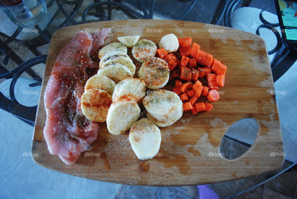 Turkey, carrots and sweet potatoes