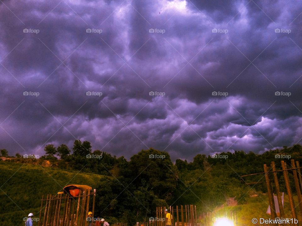 Big cloud just above head before heavy rain