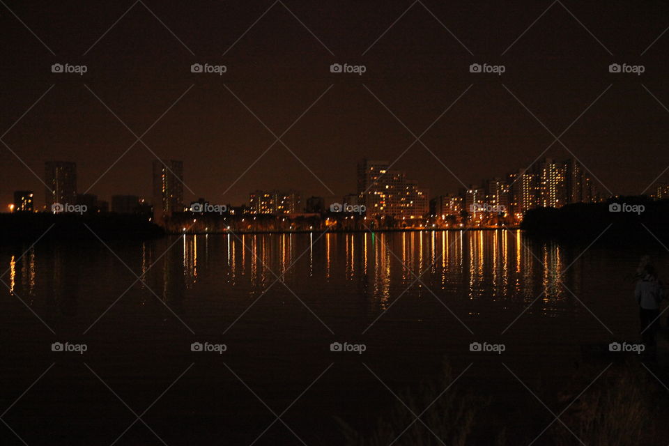 Berth, sunset, river, South port, Moscow