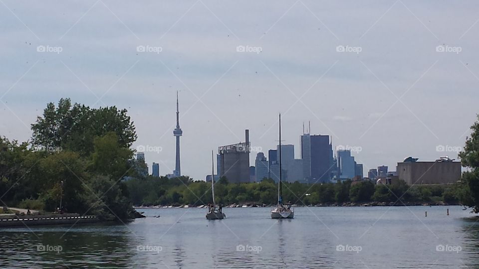 CN Tower and the lake