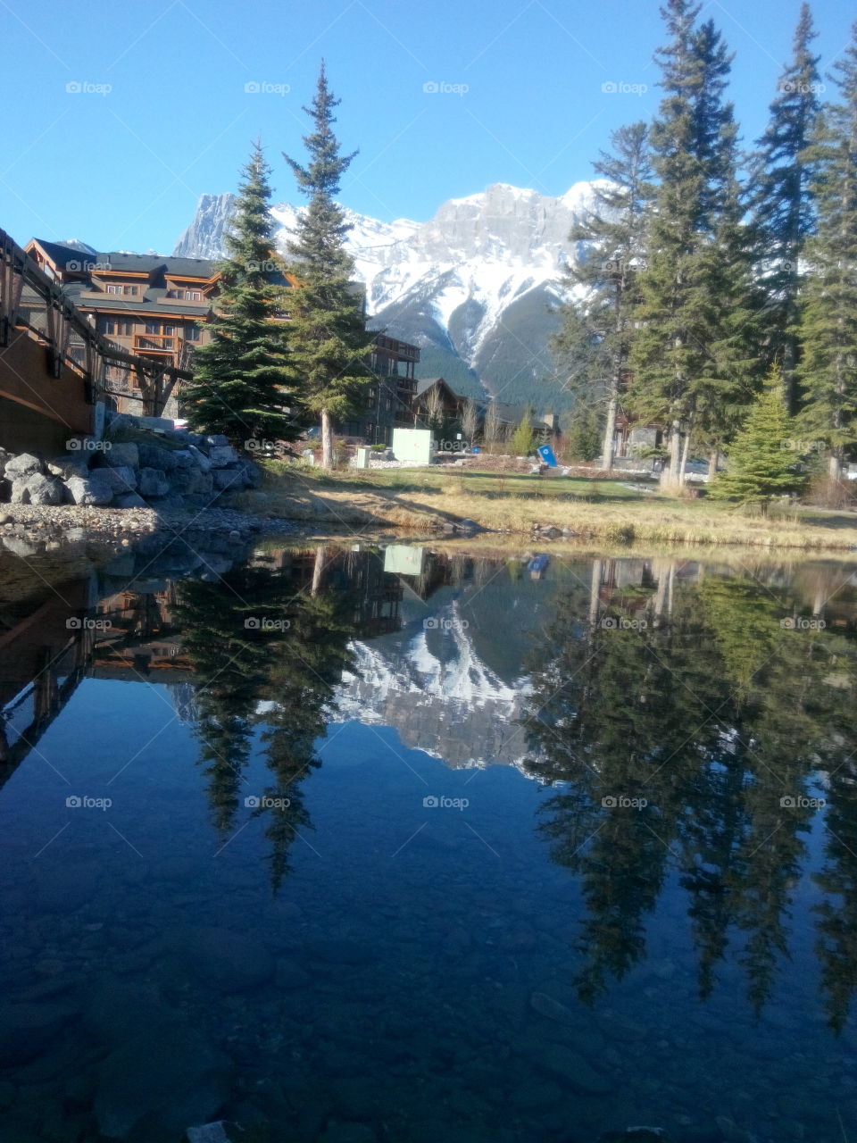 Mountain reflection. creek reflexive