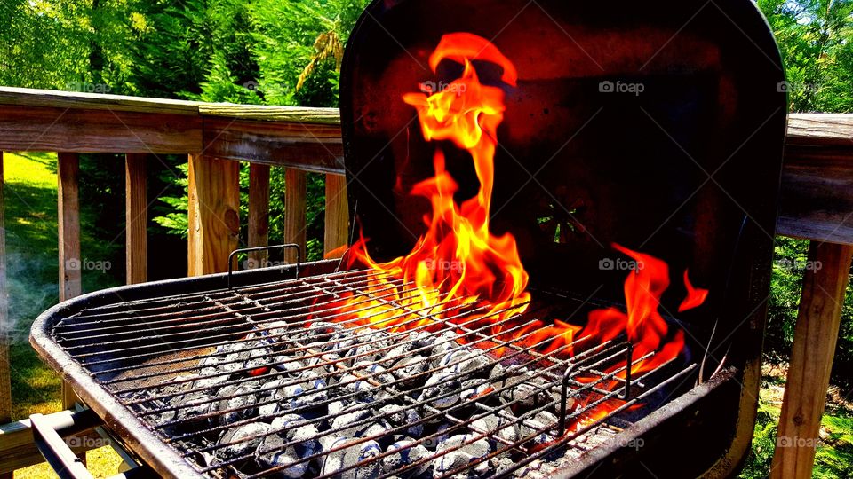 fire on the grill