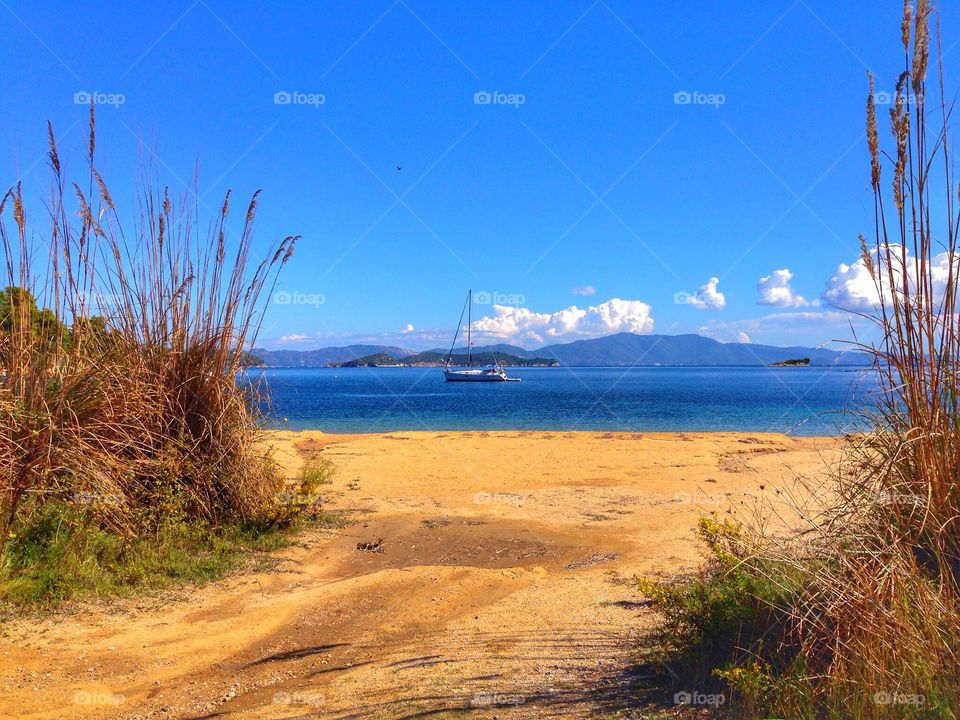 Autumn beach scene