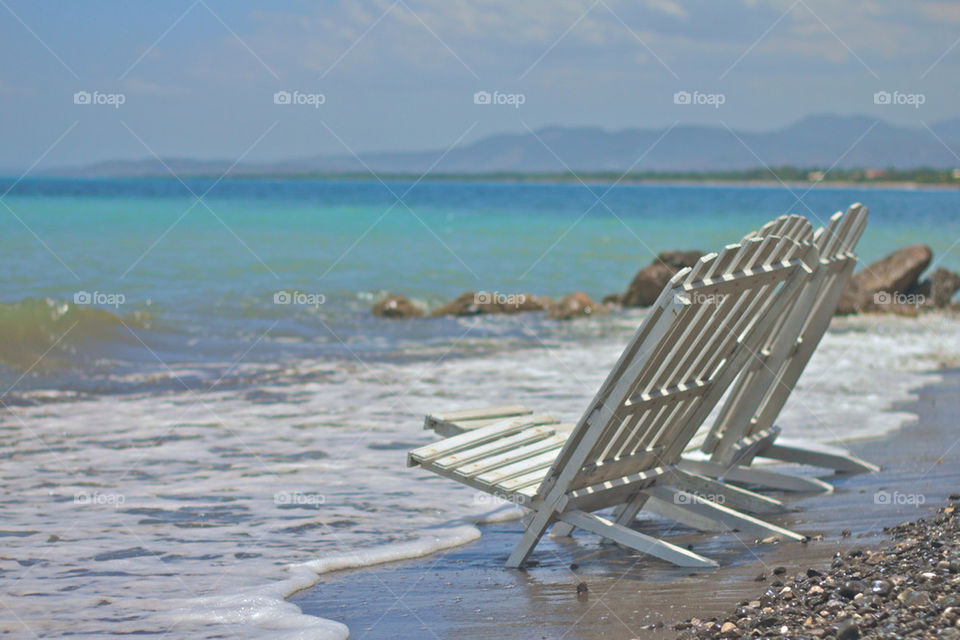 beach ocean blue chair by slehman65