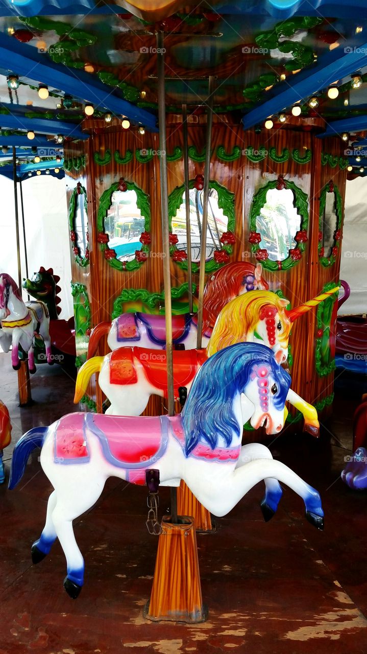 merry-go-round. Bright, colorful, nostalgic merry-go-round