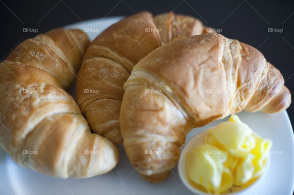 Plate with three croissants