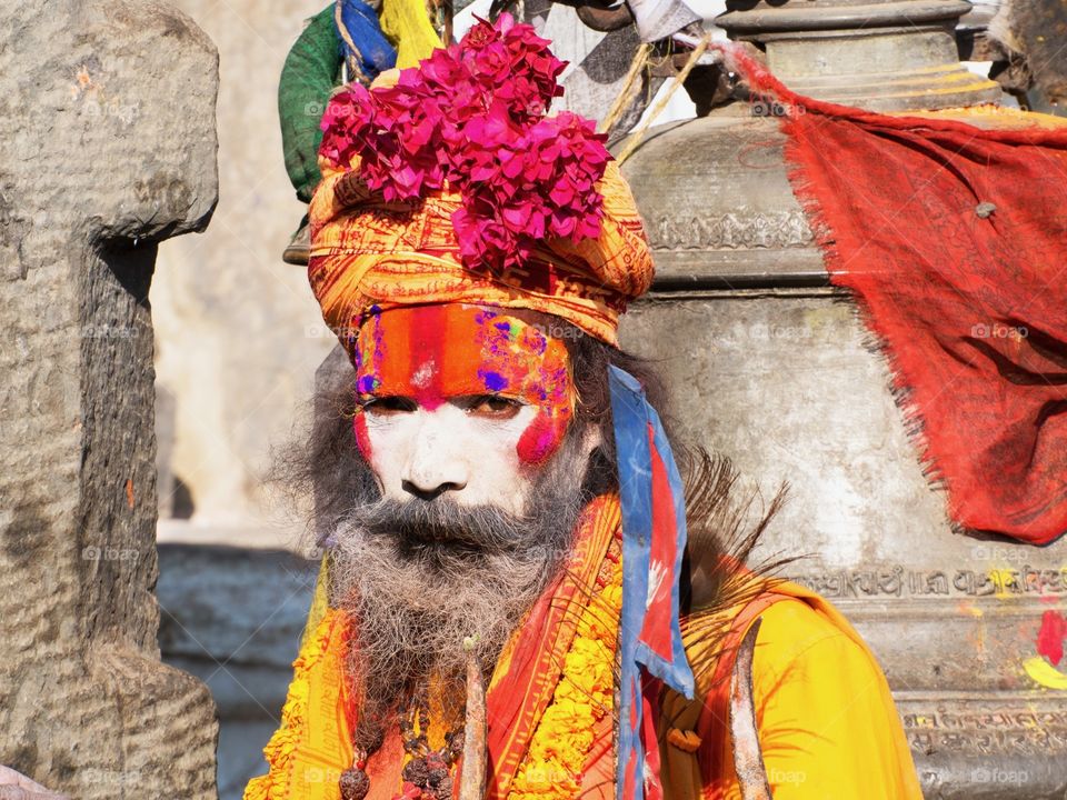 Man at the temple in Kathmandu 