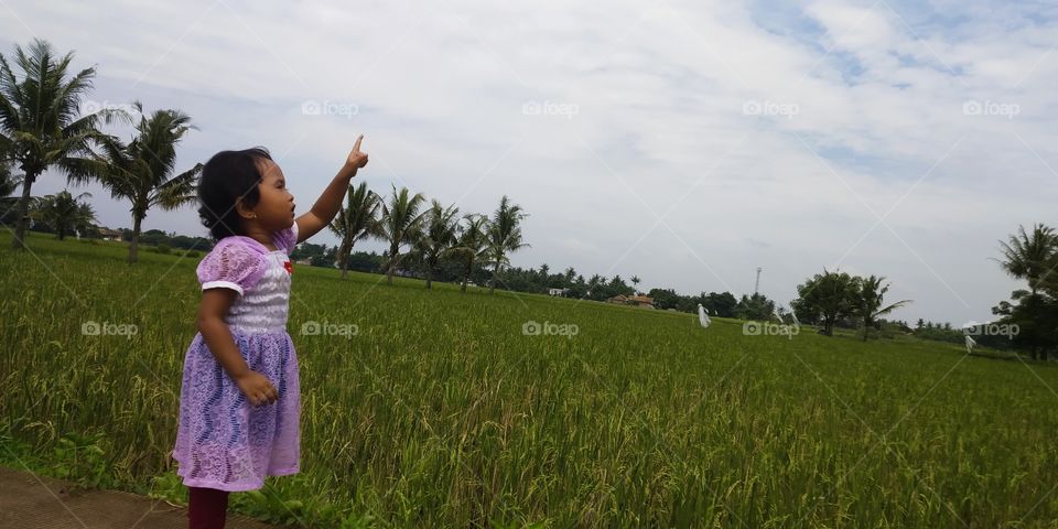 my daughter enjoyed the beautiful scenery of the field