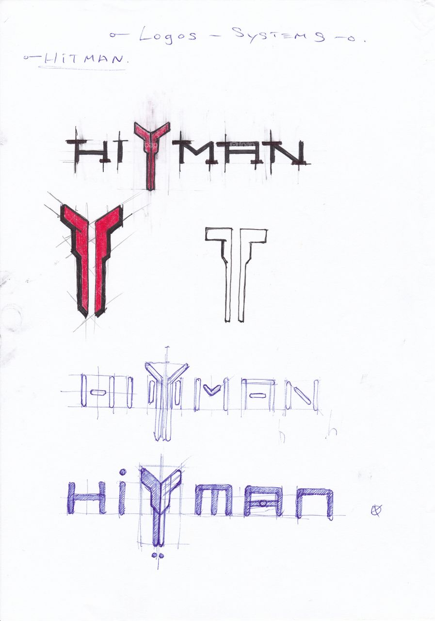 hitman logo design sketch