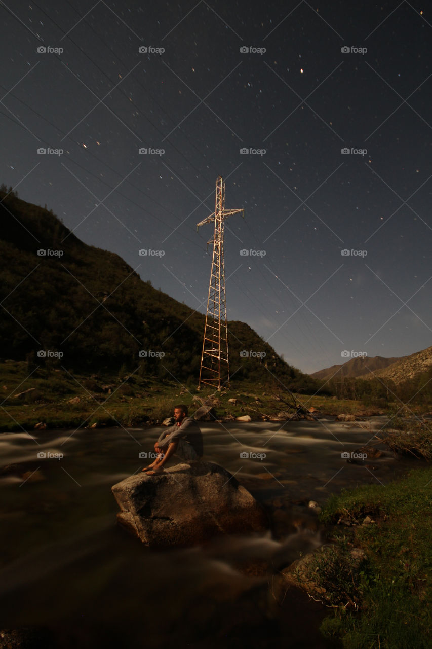 River night time lapse