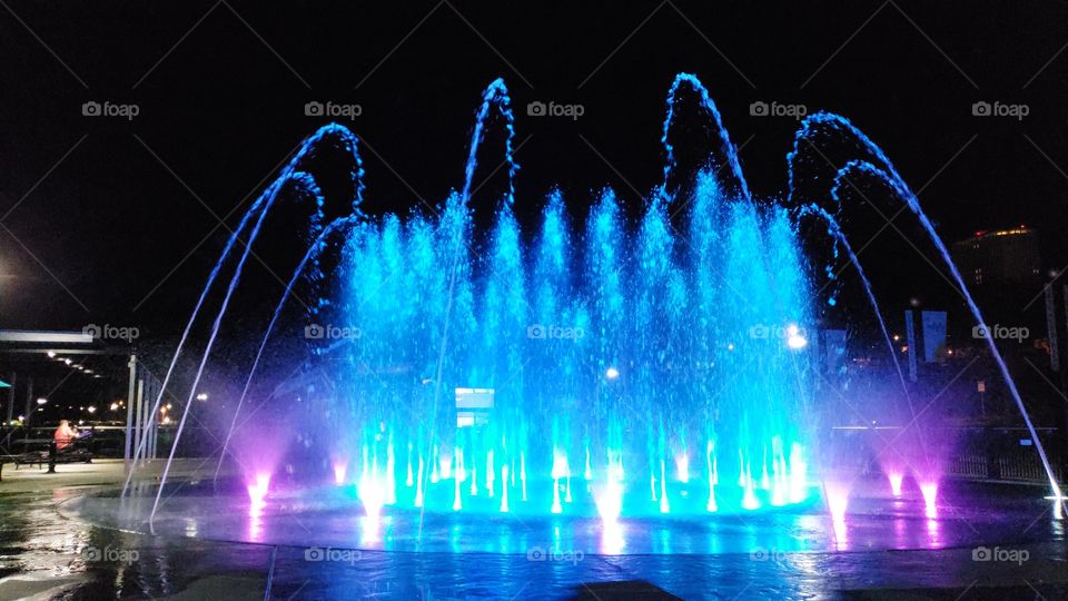 colorful lighting in a fountain