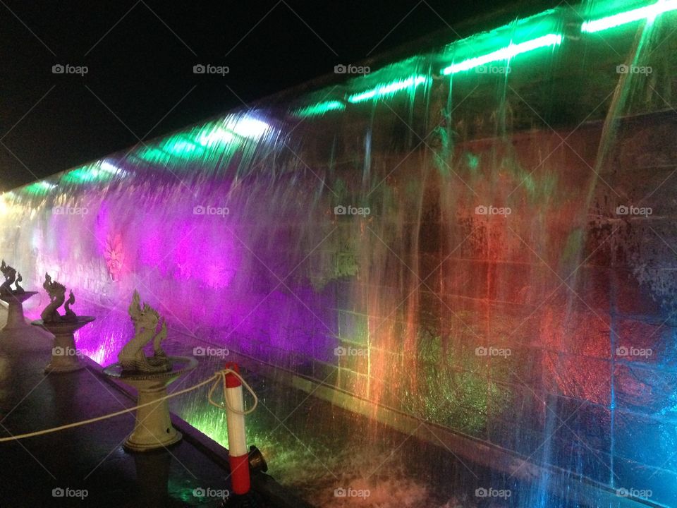 Colorful fountain light.