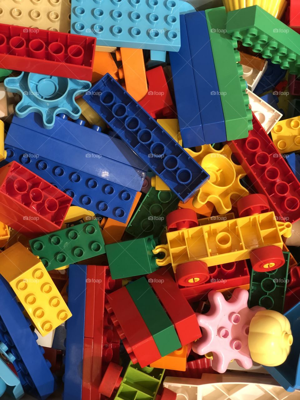 Scattered  LEGO blocks pieces 