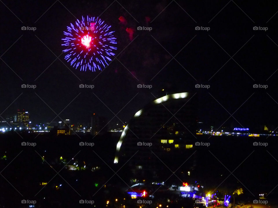 THE FESTIVAL FIREWORKS IN PATTAYA THAILAND