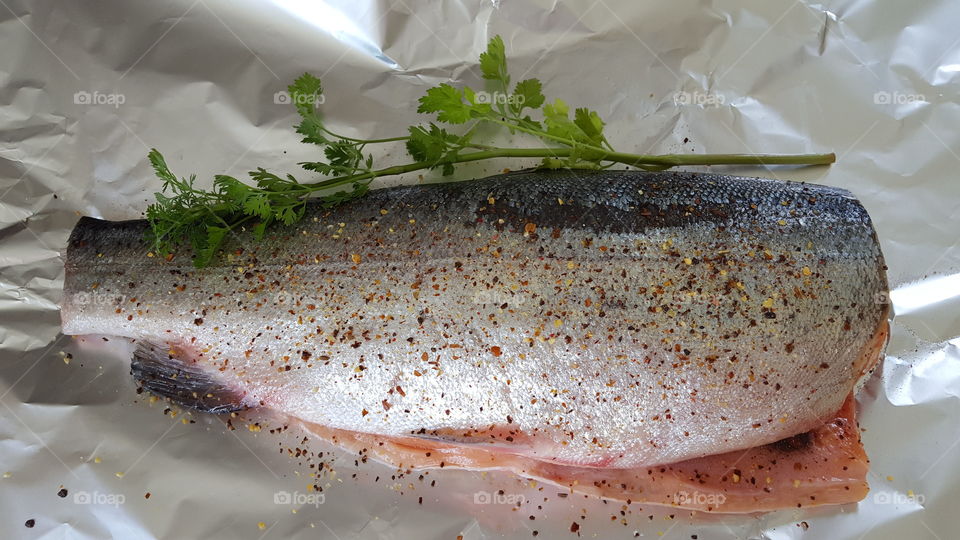 high angle view of raw food