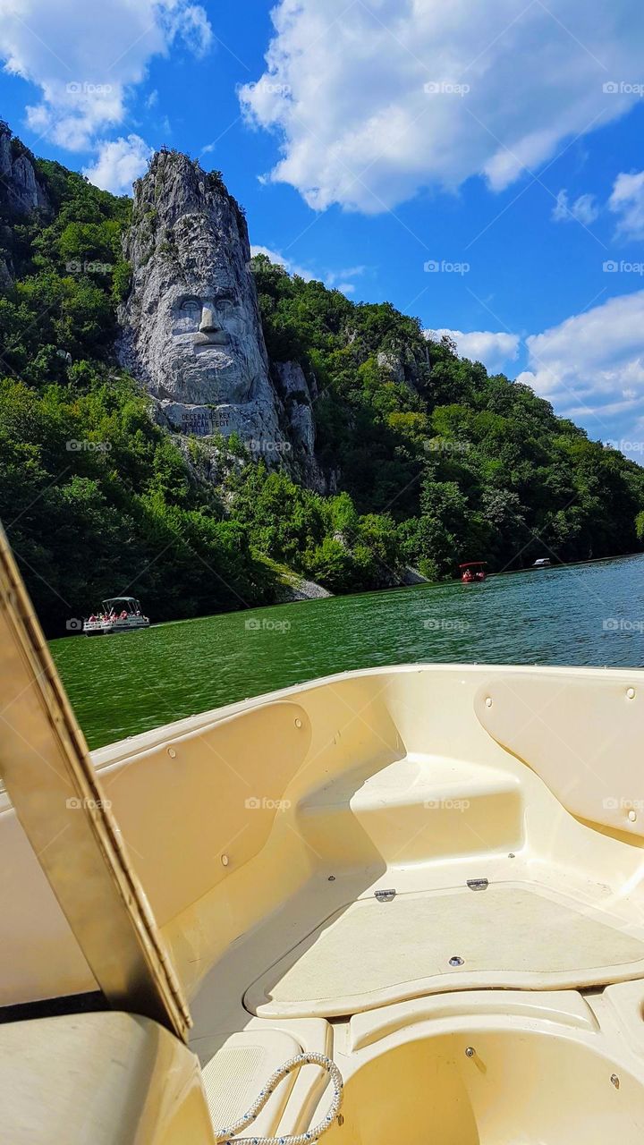 Decebal face on boat