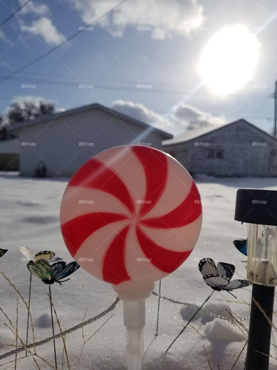 Candy decoration in the snow
