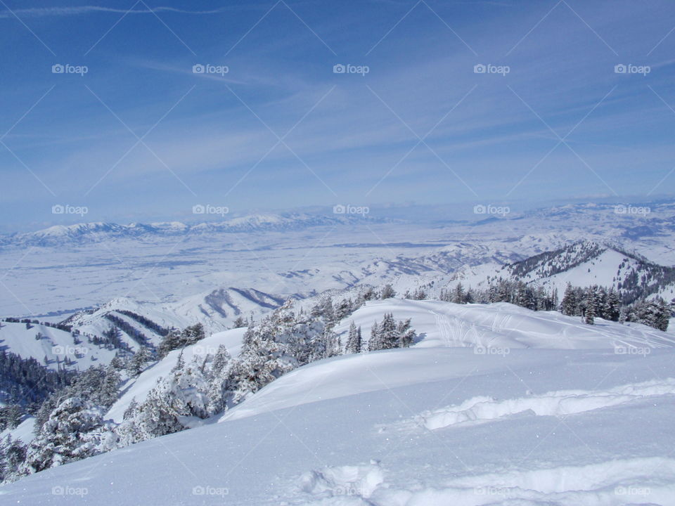 Scenic view of snowy mountain