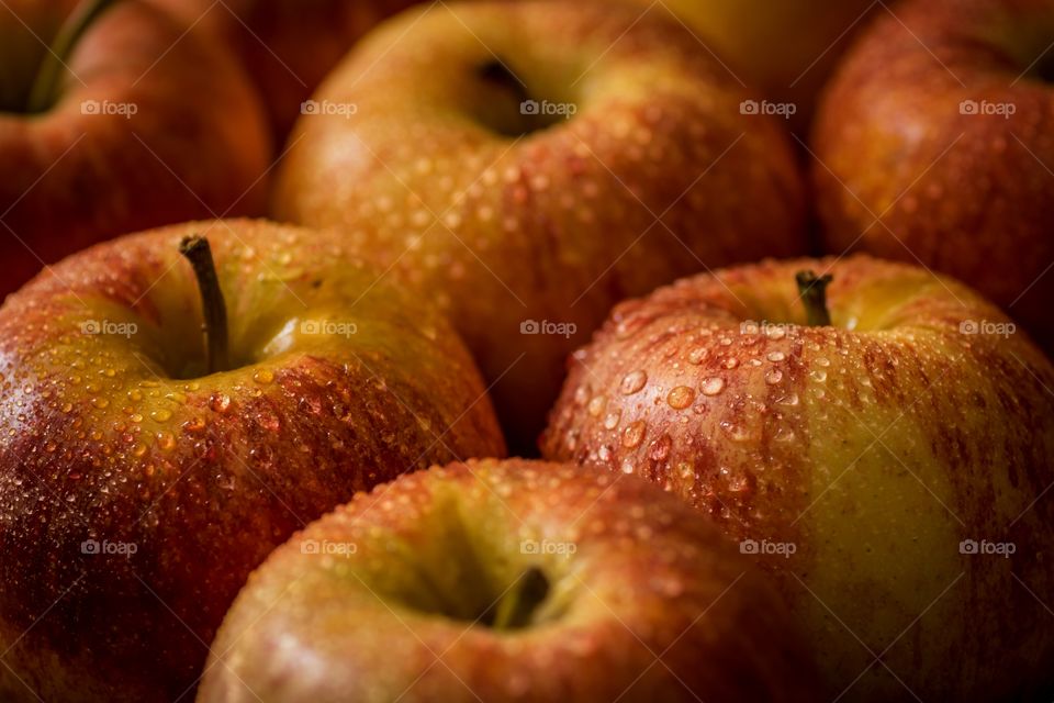 Close-up of wet apples