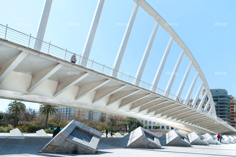 Puente de la Exposicion bridge in Valencia. Spain. Also known as La Peineta - ornamental comb.