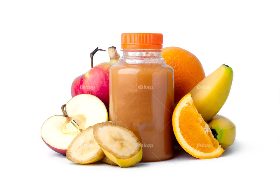 Delicious fruits smoothie in a jar