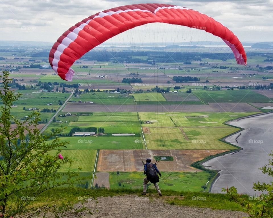 Paraglider ready to take off