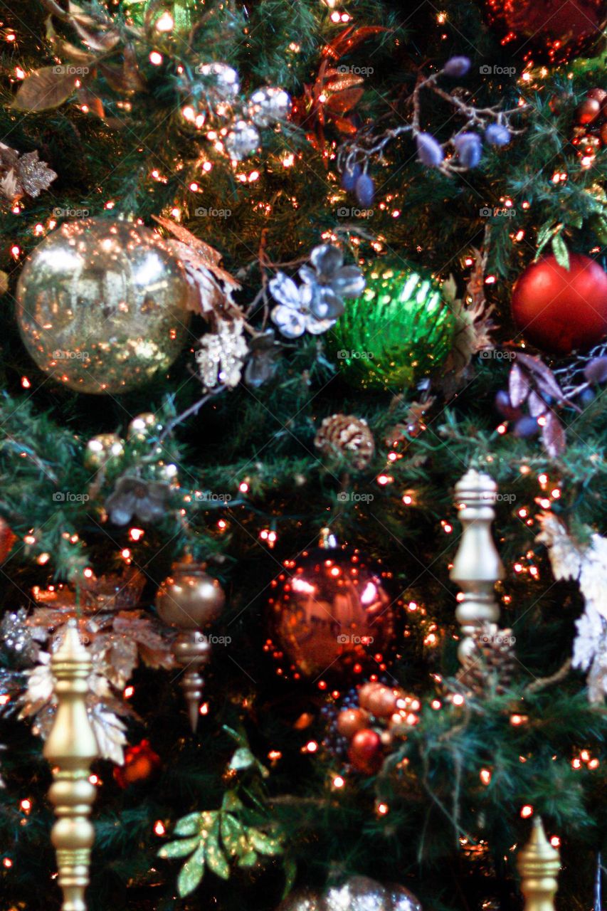 ornaments on a Christmas tree