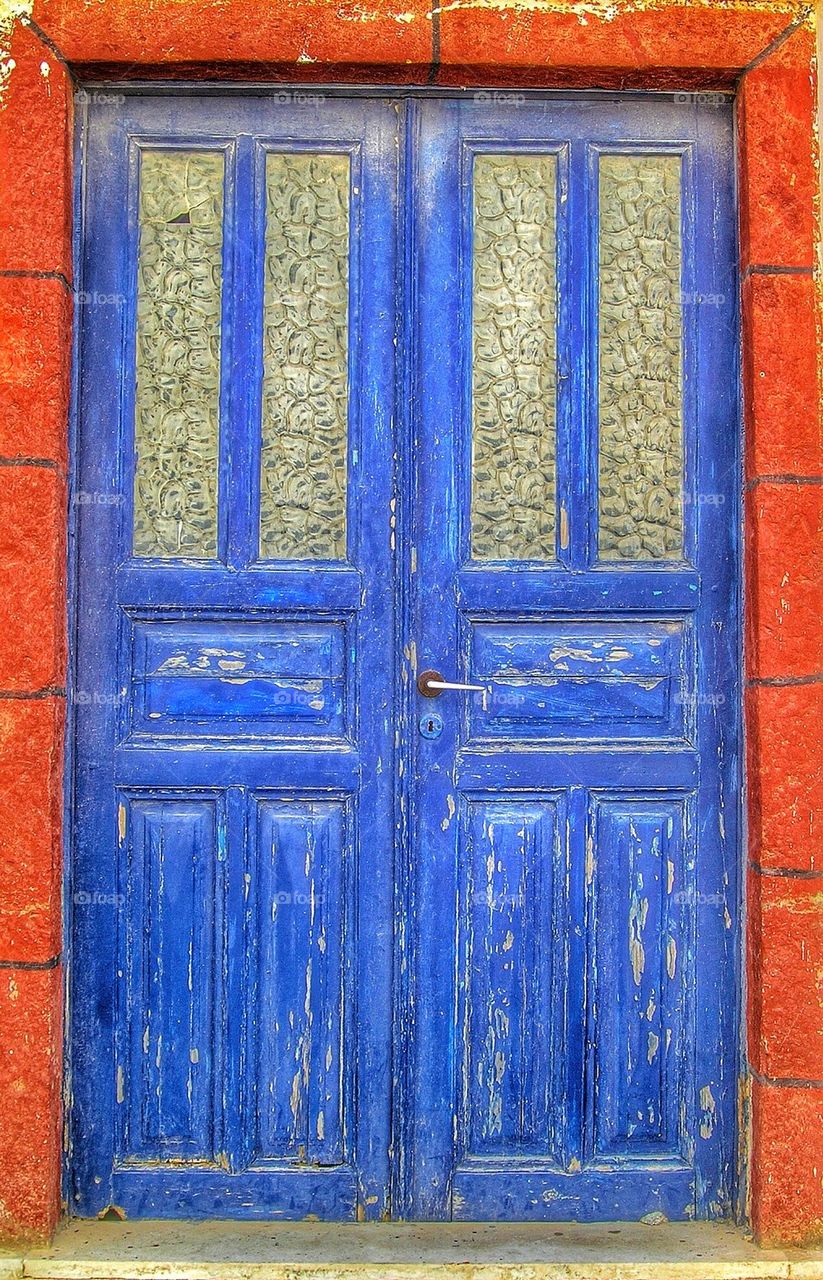 Old door in Santorini