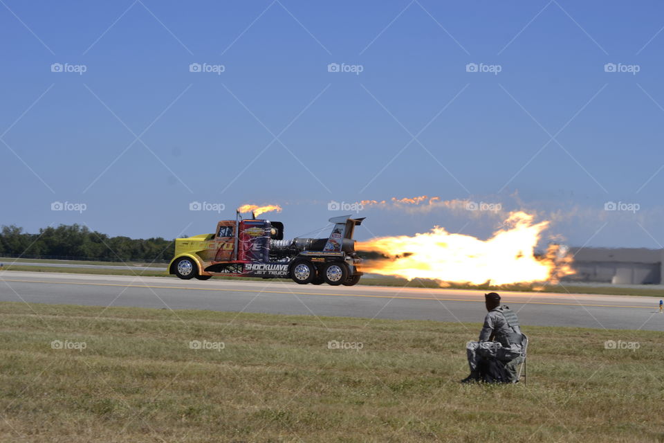 Shockwave, the world's fastest semi, puts on a show for spectators at the Thunder over Georgia airshow 2016.
