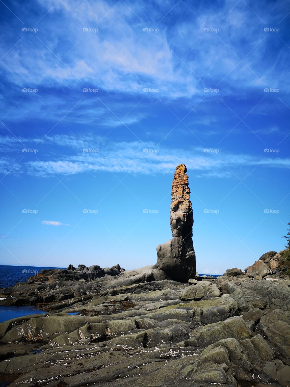 A famous monolith, La Tourelle, near Saint-Anne-des-monts. Québec, Canada.