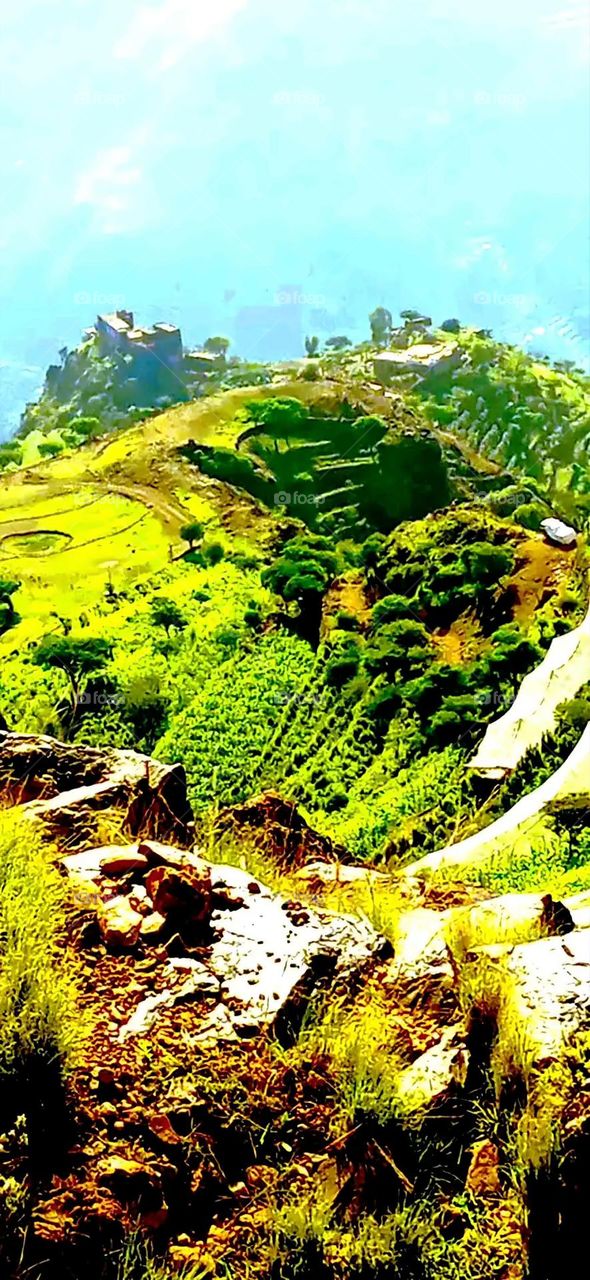 Glory be to God, the magnificent and picturesque view and the natural green trees are a view that is nothing more wonderful than it