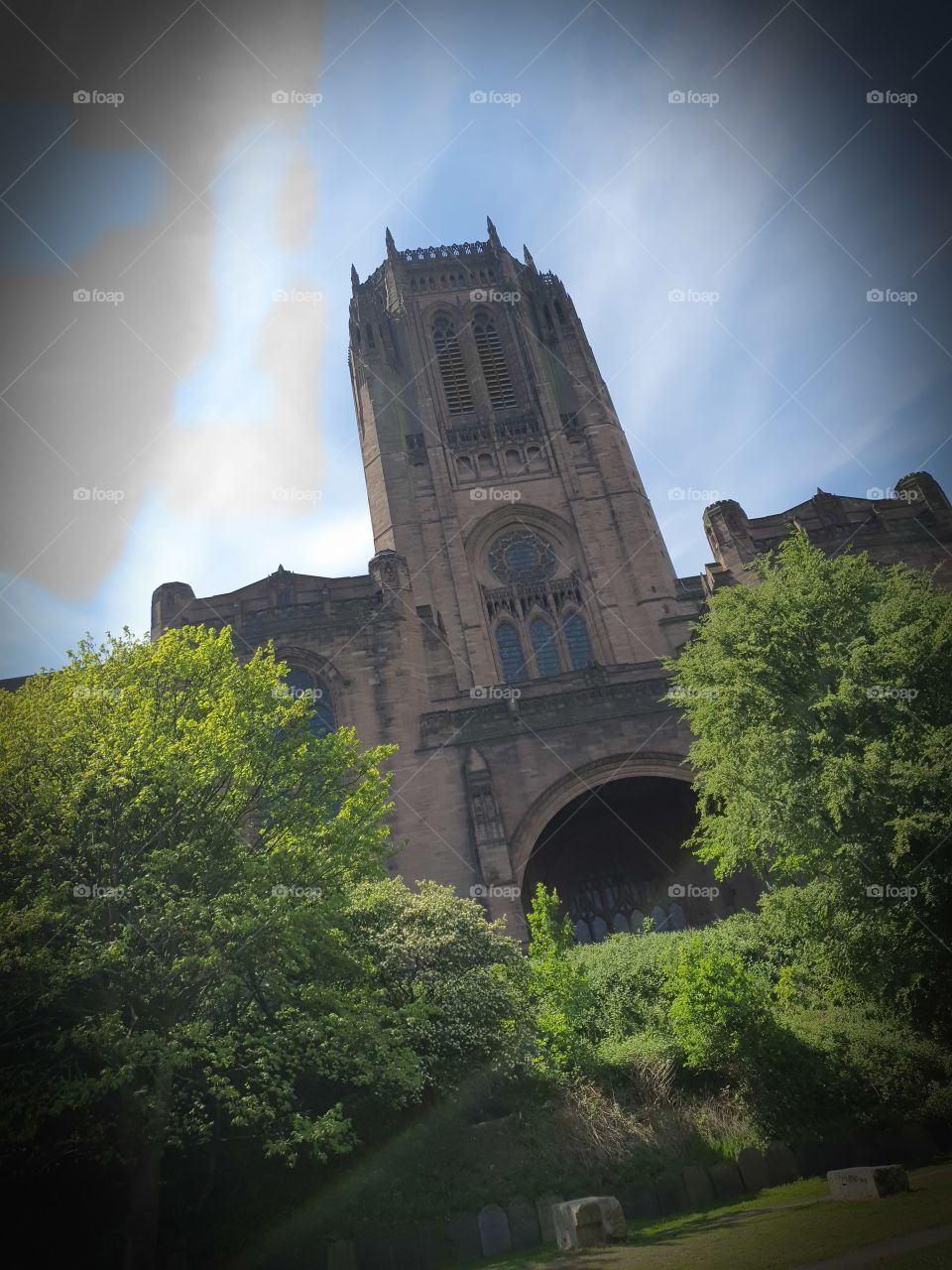 LIVERPOOL Anglican Cathedral. beautiful scenery with luscious green