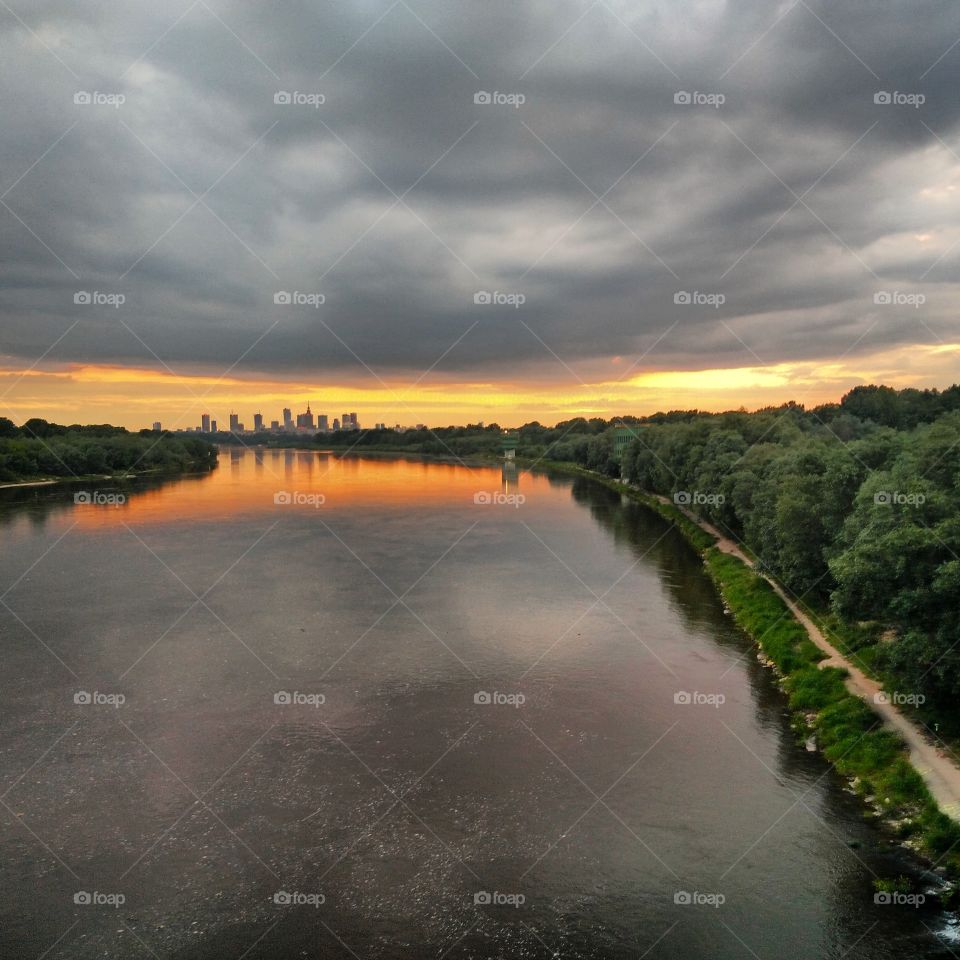 Sunset in Warsaw, Vistula River