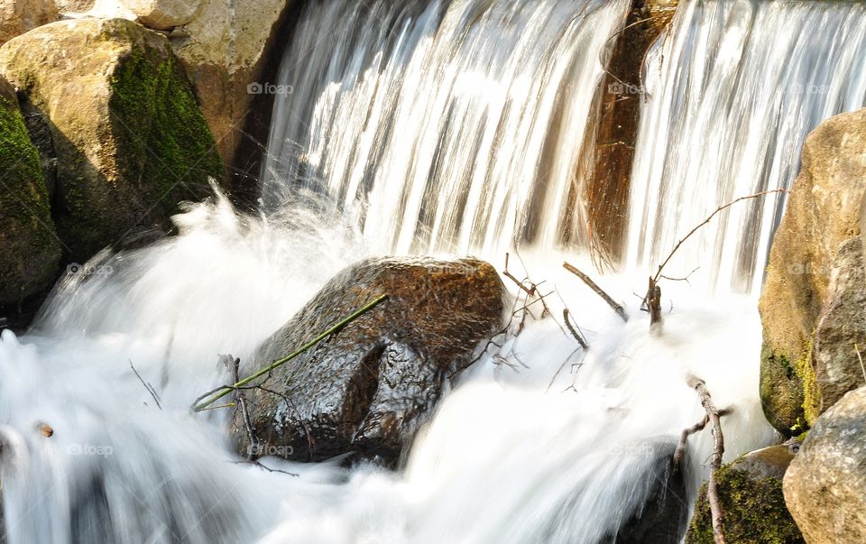 fast waterfall in the park in Poland