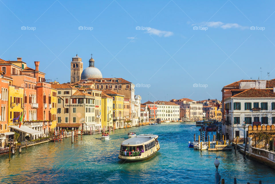 View of venice city houses and cathedral