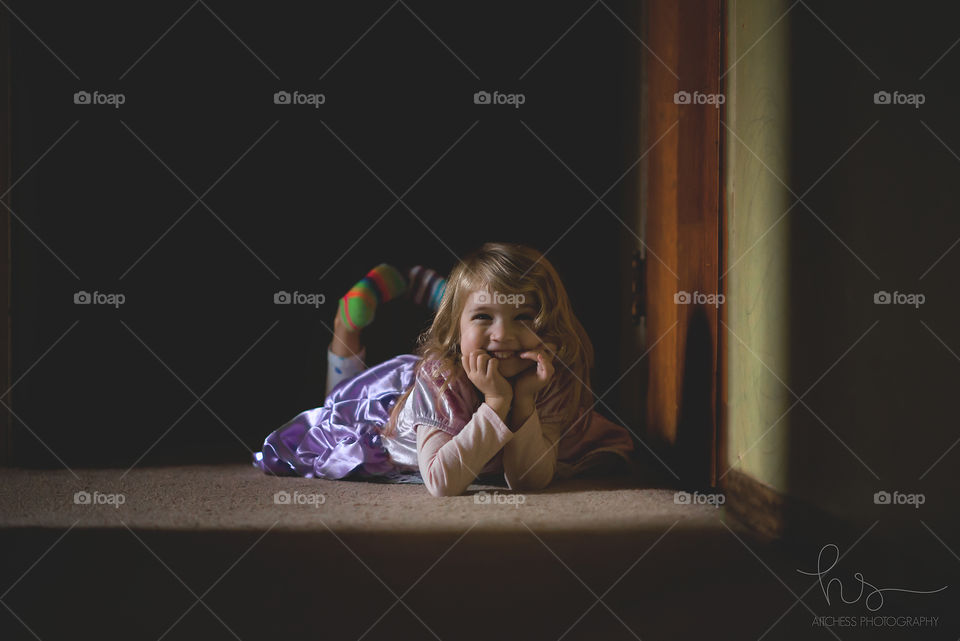 Girl reading in princess dress