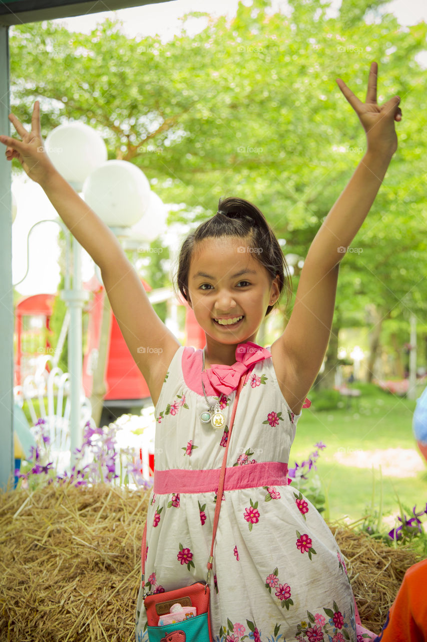 Happy kid. enjoying spring