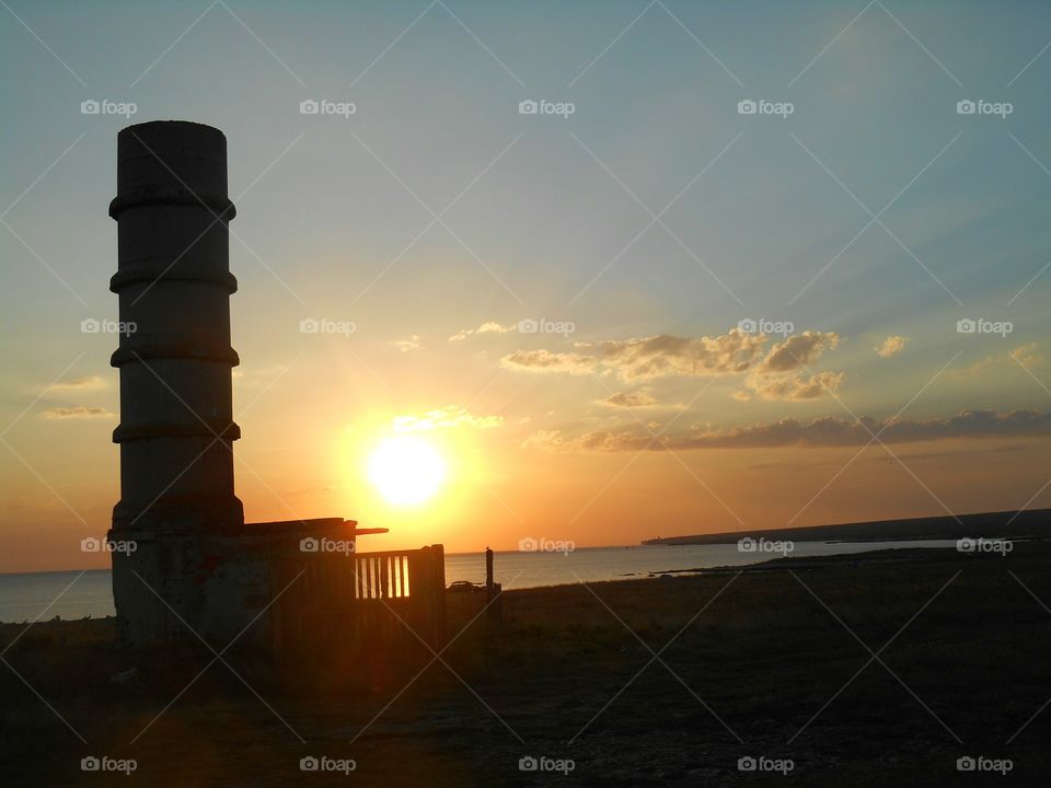 Sunset, Lighthouse, Water, Dawn, Sea