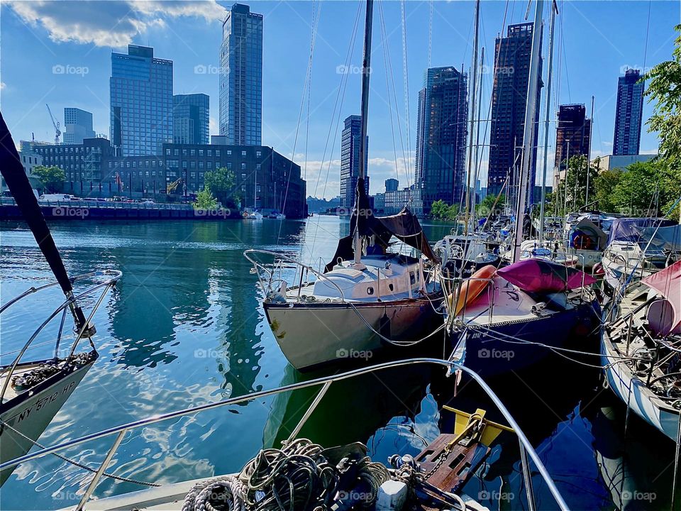 This is “Newtown Creek” by the “Pulaski Bridge” in LIC, Queens. Quite a few boats are tied up here and the best of all views is experienced from aboard one of them such as the “Salvation”, our “1969 Luhrs” cabin cruiser. 2023. Hypnotic Productions