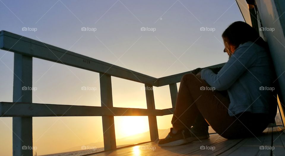 Watching romantic sunset