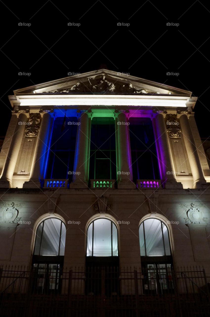 Colourful Palais de Justice in Nice, France.