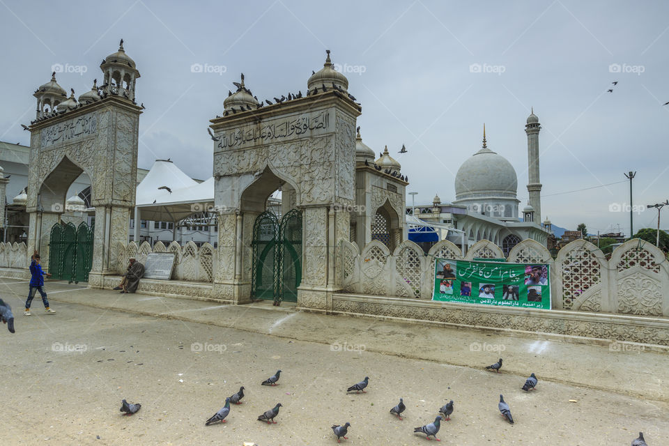 The Hazratbal Shrine is a Muslim shrine in Hazratbal, Srinagar, Jammu and Kashmir, India. It contains a relic, the Moi-e-Muqqadas, believed by many Muslims of Kashmir to be Muhammad's hair.