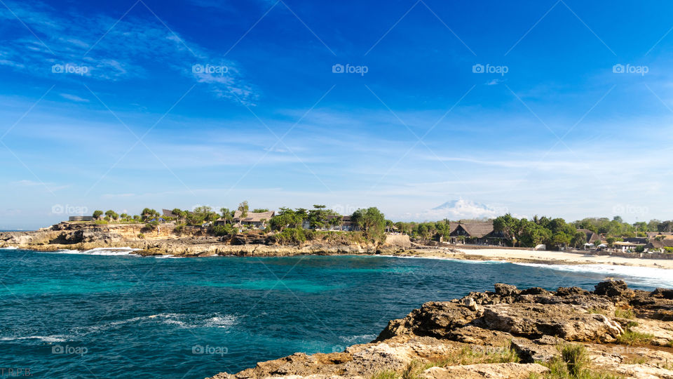 beautiful rocky seashore on the south end of Nusa Lembongan Island in Indonesia