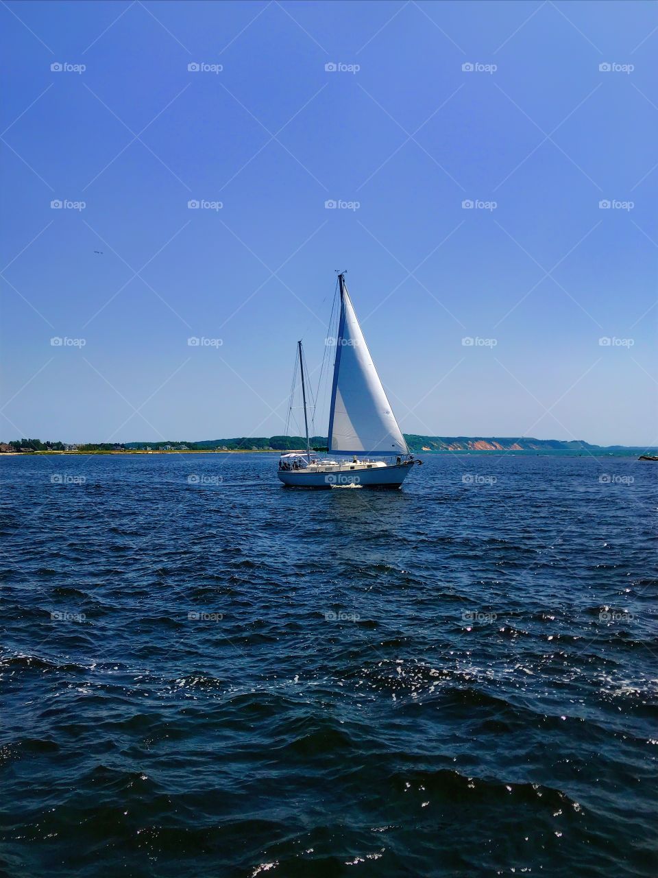 Sailboat sailing on Lake Michigan—taken in Ludington, Michigan 