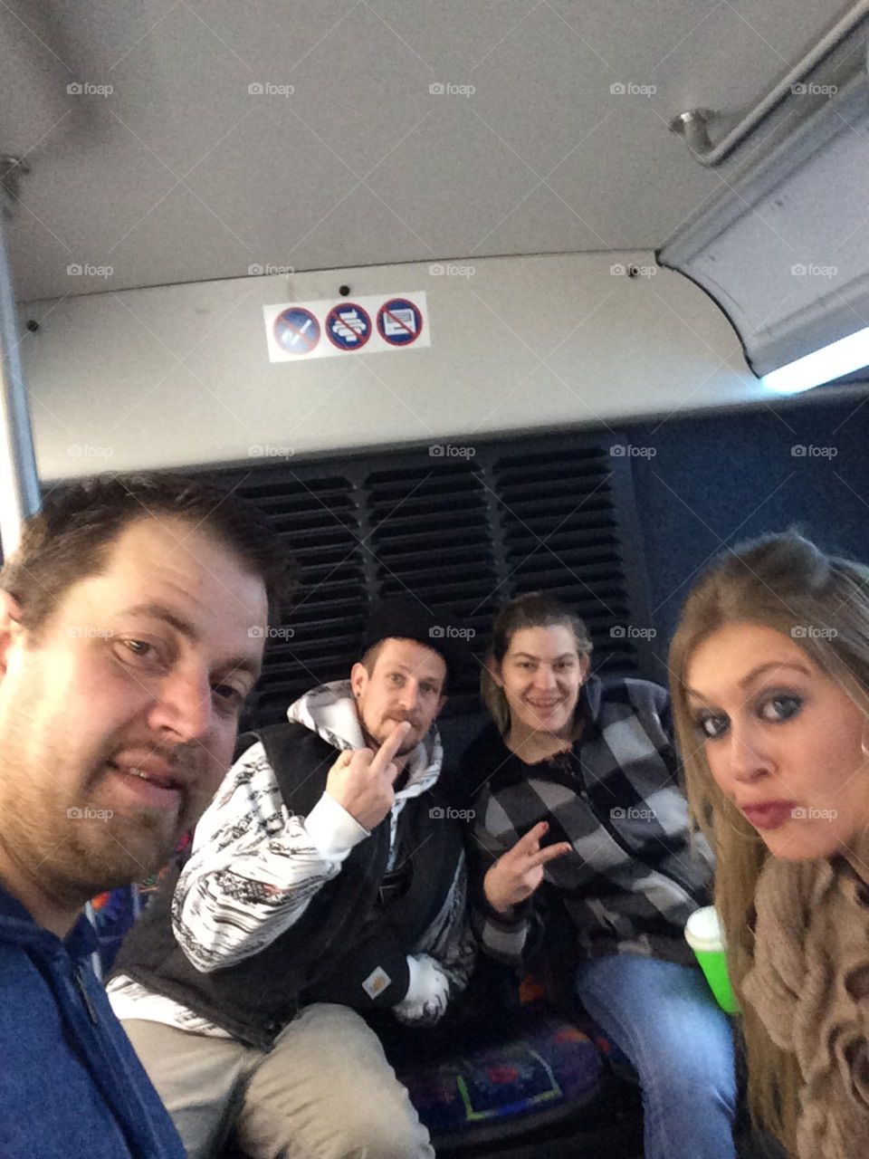 riding the bus with friends