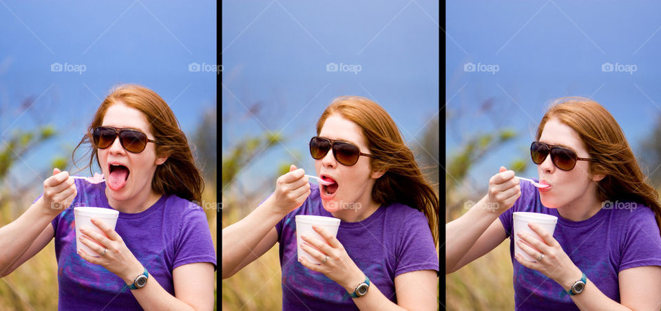 Panel of girl eating 