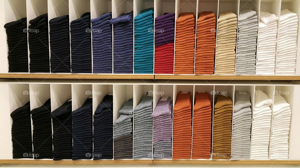 Multi colored socks in shelf