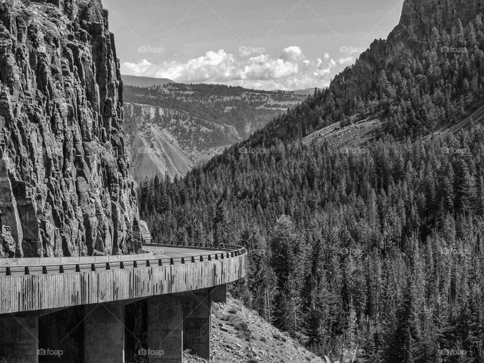 Black and white edit of one of my favorite photos. This is a road in Wyoming either inside Yellowstone National Park or near it.