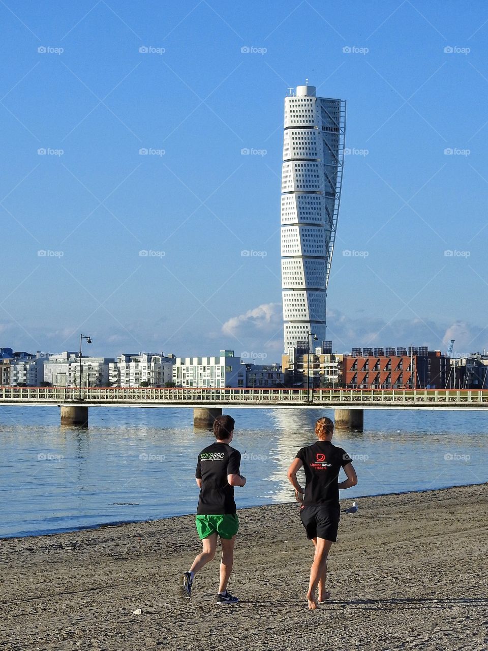 Jogging along the beach